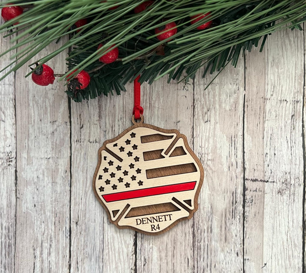 Personalized Thin Red Line Ornament