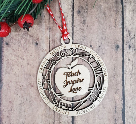 Personalized Teach Love Inspire Ornament