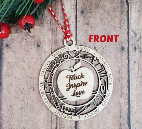 Personalized Teach Love Inspire Ornament
