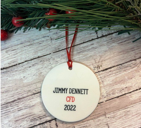 Personalized Ceramic FireFighter Ornament