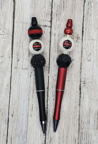 Thin Red Line Beaded Pen
