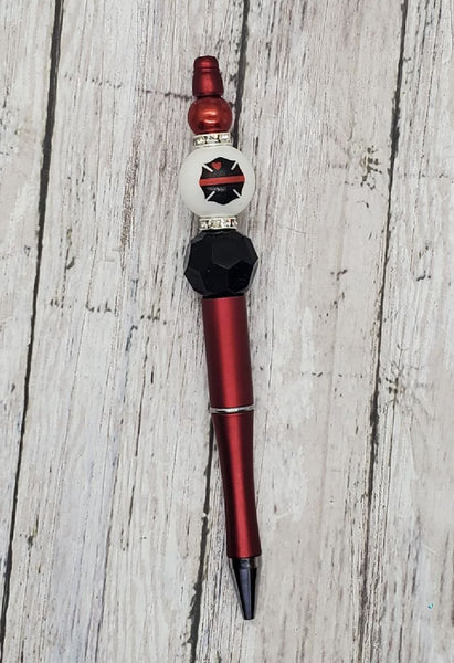 Thin Red Line Beaded Pen