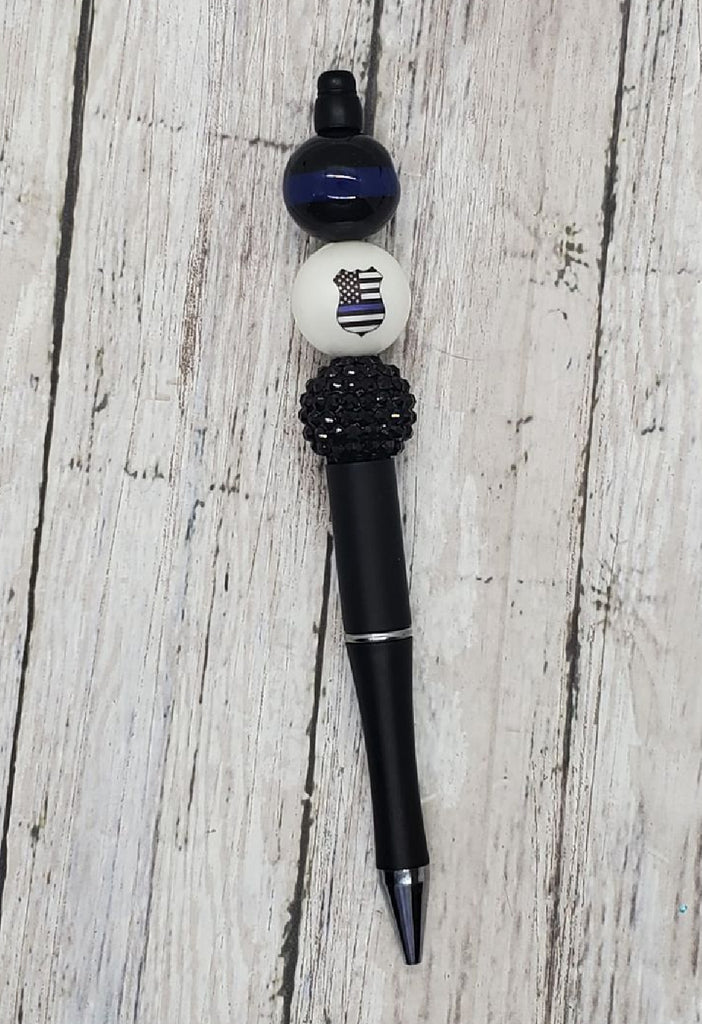 Thin Blue Line Beaded Pen