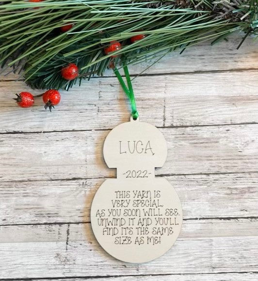 Snow Man Child Growth tracker Keepsake Ornament