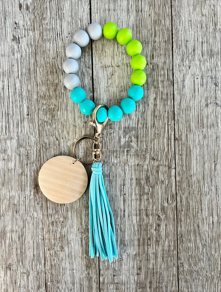 Peacock Silicone Beaded Wristlet