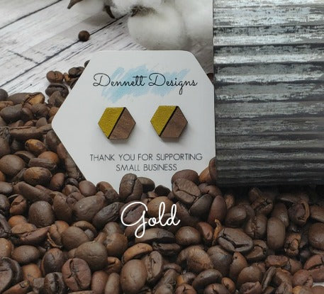 Hexagon Hand Painted Earrings