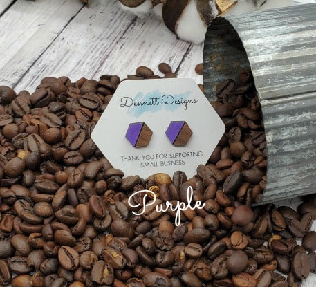 Hexagon Hand Painted Earrings