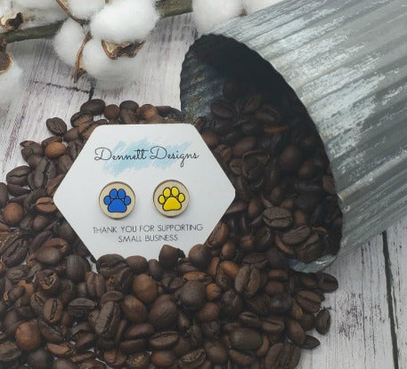 Hand Painted Paw Print Earrings