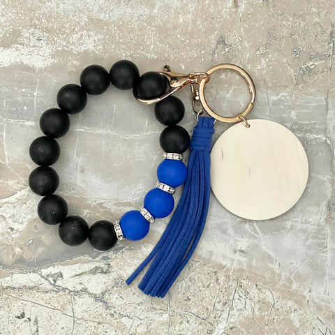 Blue Line Inspired Silicone Beaded Wristlet