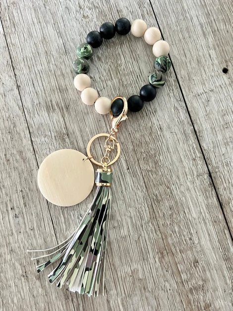 Camo Silicone Beaded Wristlet