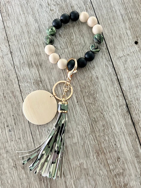 Camo Silicone Beaded Wristlet