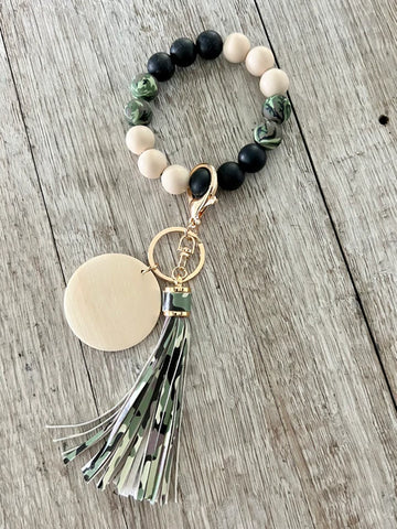 Camo Silicone Beaded Wristlet
