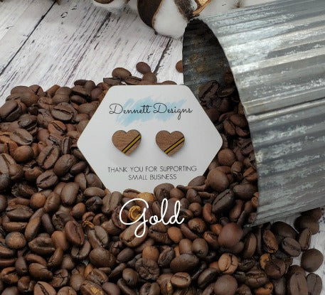 Hand Painted Striped Heart Earrings