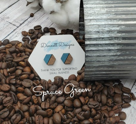 Hexagon Hand Painted Earrings