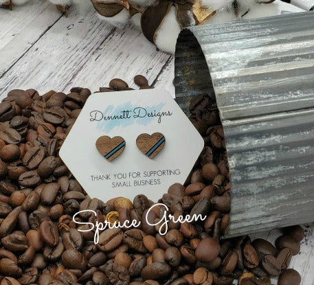 Hand Painted Striped Heart Earrings