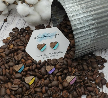 Hand Painted Heart Earrings