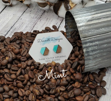 Hexagon Hand Painted Earrings