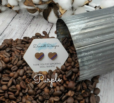 Hand Painted Striped Heart Earrings