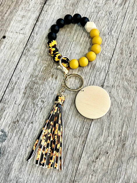 Sunflower Silicone Beaded Wristlet