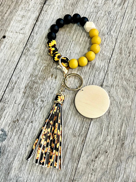 Sunflower Silicone Beaded Wristlet