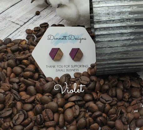 Hexagon Hand Painted Earrings
