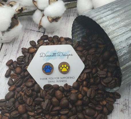 Hand Painted Paw Print Earrings