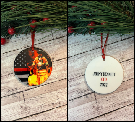 Personalized Ceramic FireFighter Ornament