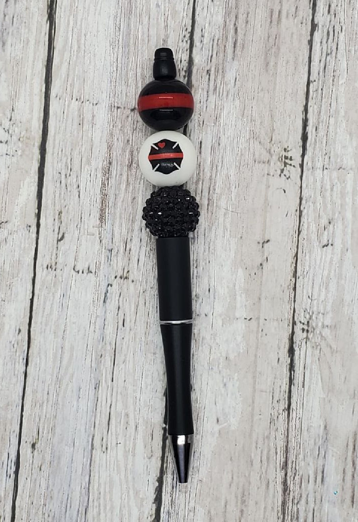 Thin Red Line Beaded Pen