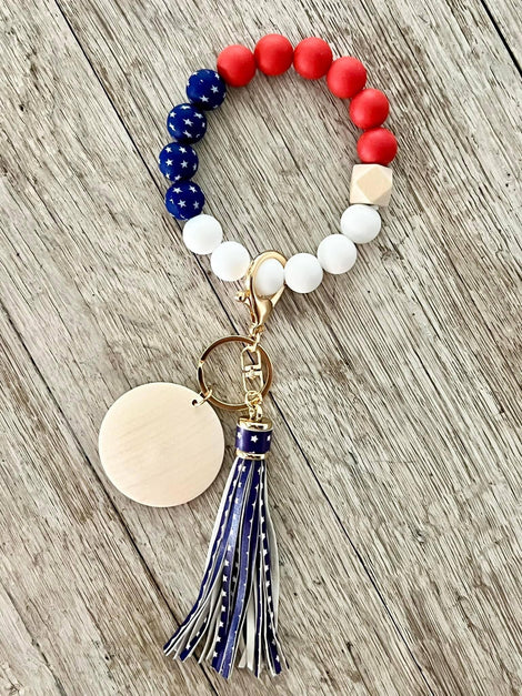 Old Glory Silicone Beaded Wristlet