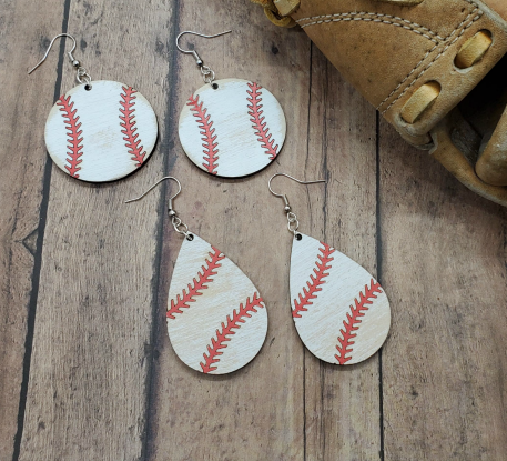 Distressed Hand Painted Baseball Earrings