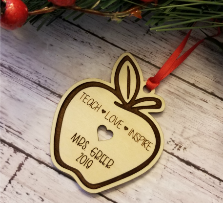 Personalized Apple Shaped Teacher Ornament